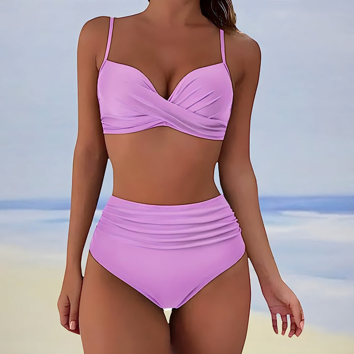 Kobiece bikini z wysokim stanem, skręcanym przodem, dwuczęściowy zestaw