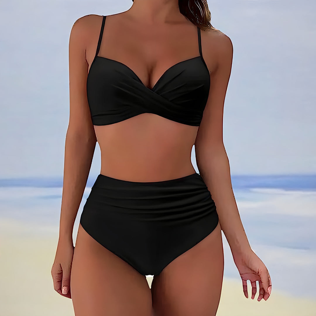Kobiece bikini z wysokim stanem, skręcanym przodem, dwuczęściowy zestaw