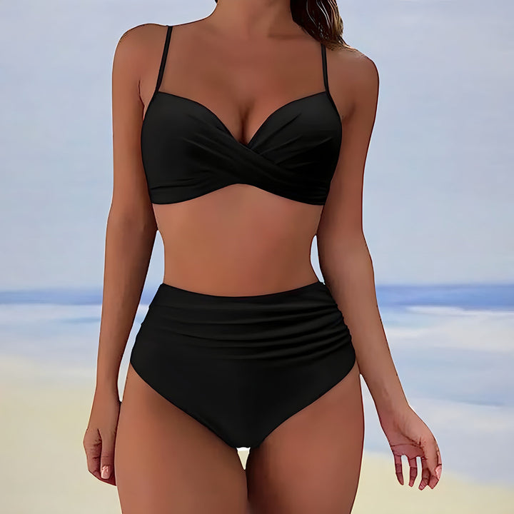 Kobiece bikini z wysokim stanem, skręcanym przodem, dwuczęściowy zestaw