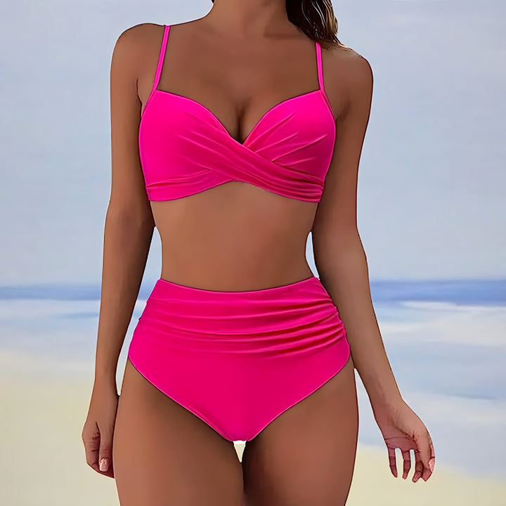 Kobiece bikini z wysokim stanem, skręcanym przodem, dwuczęściowy zestaw