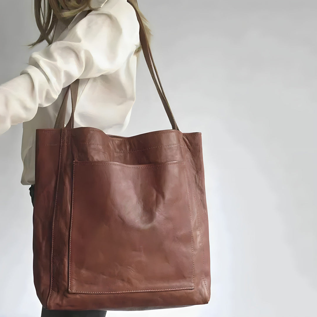 Damska torba skórzana w rozmiarze oversize z minimalistycznymi ramiączkami