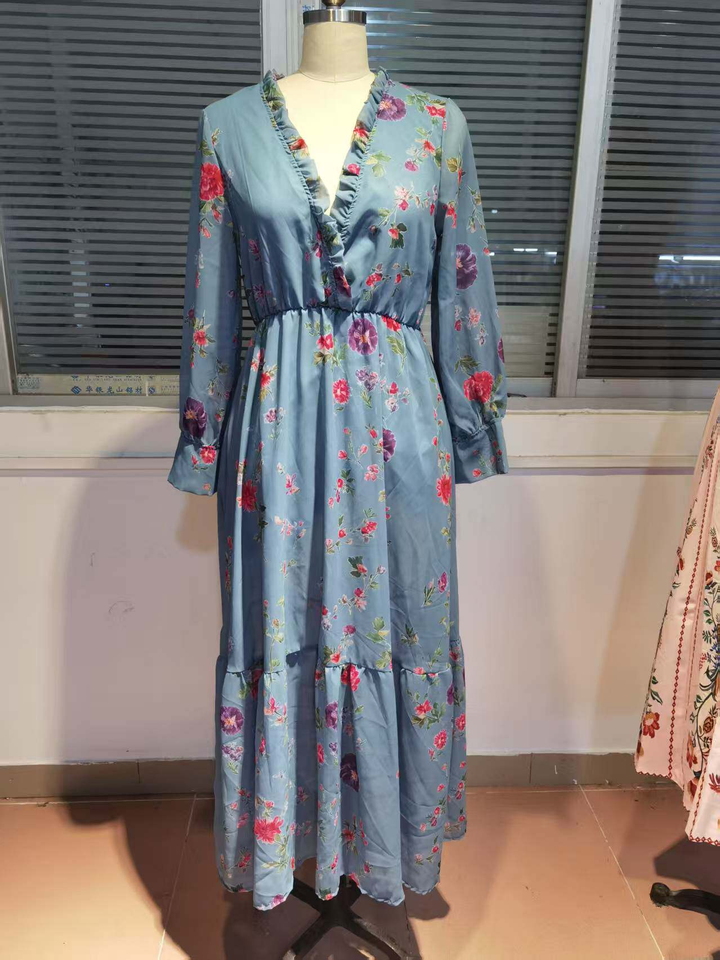Długa Sukienka Maxi z Falbanami dla Kobiet – Boho Styl na Lato i Okazje