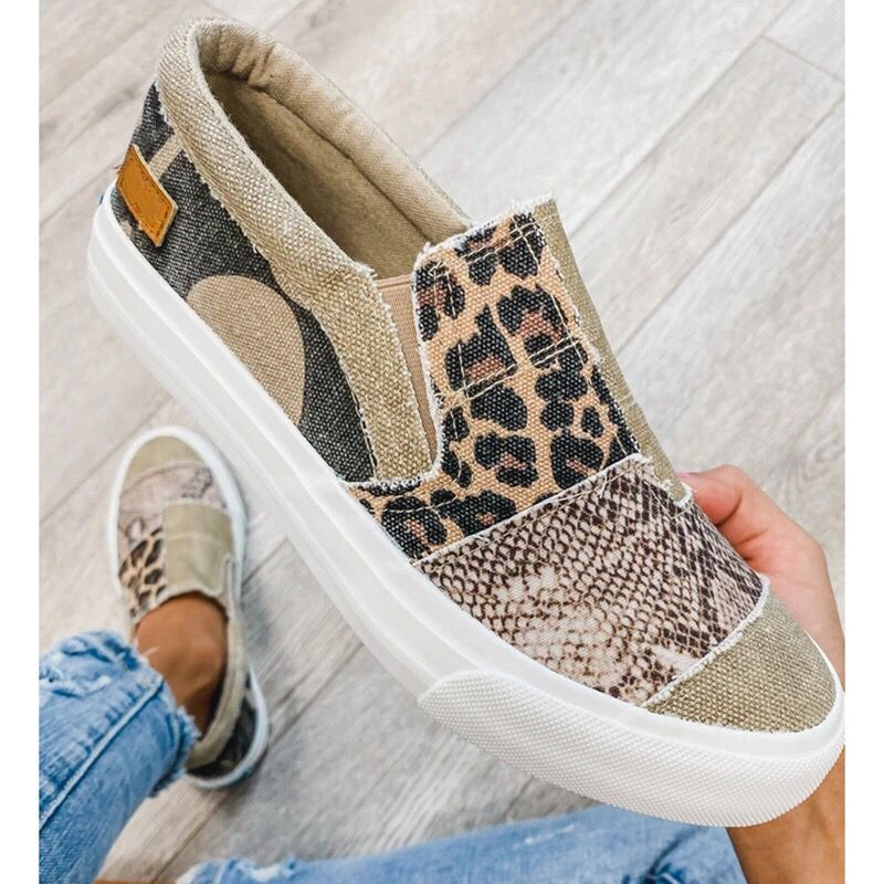 Damskie Sneakersy Slip-On w Stylu Patchwork – Niskie Buty na Co Dzień