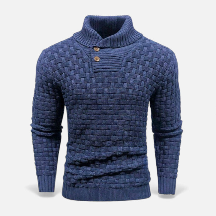 Valmonti | Męski sweter z golfem i guzikami – Slim Knit Sweater