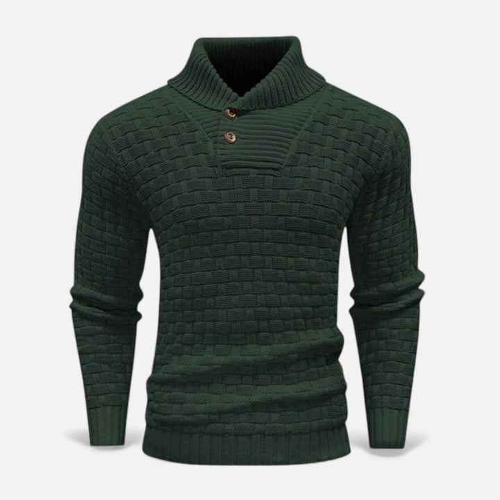 Valmonti | Męski sweter z golfem i guzikami – Slim Knit Sweater