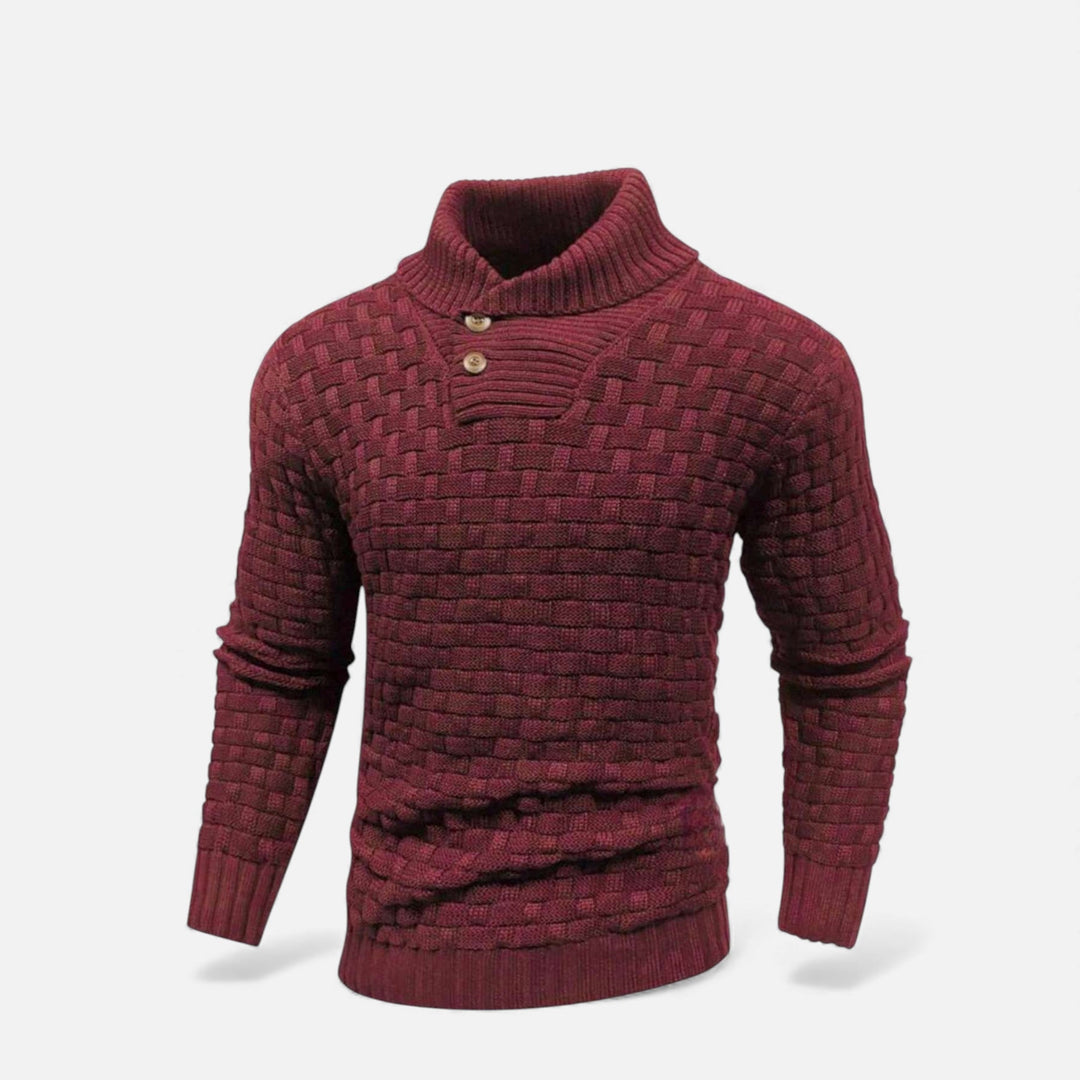 Valmonti | Męski sweter z golfem i guzikami – Slim Knit Sweater