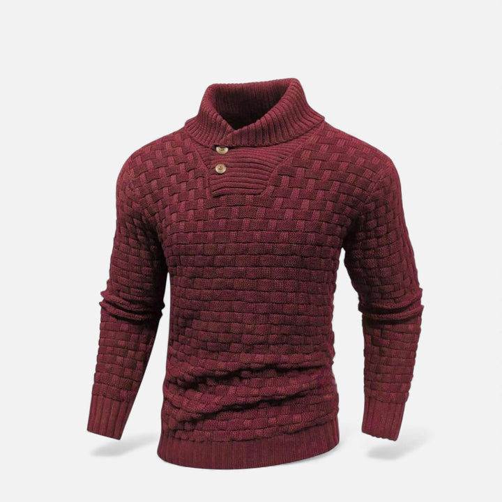 Valmonti | Męski sweter z golfem i guzikami – Slim Knit Sweater