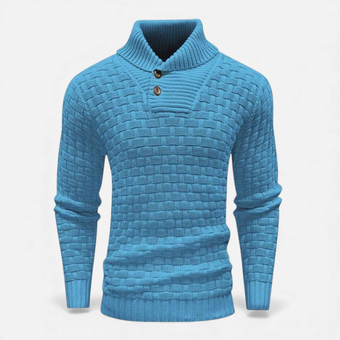 Valmonti | Męski sweter z golfem i guzikami – Slim Knit Sweater