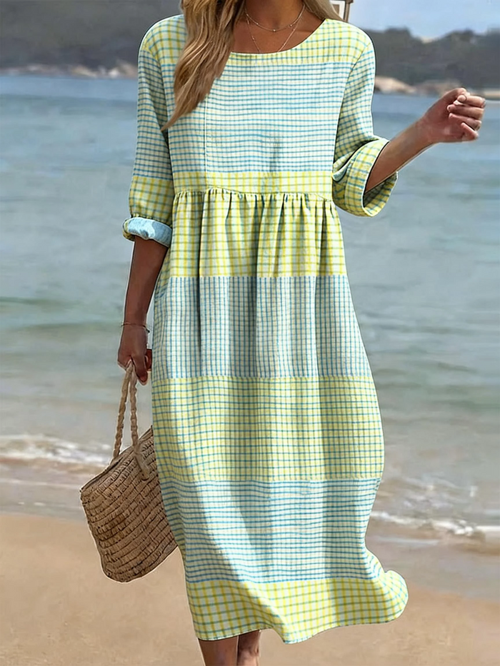 Kobiecą Midi Sukienkę w Print Relaxed Everyday Style