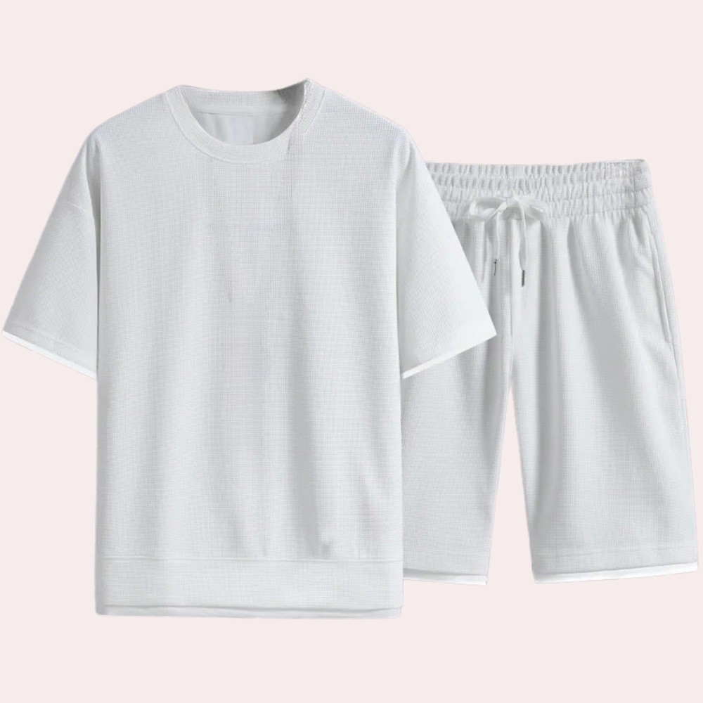 Męski Dwuczęściowy Zestaw Lounge Minimalistyczny T-Shirt i Szorty