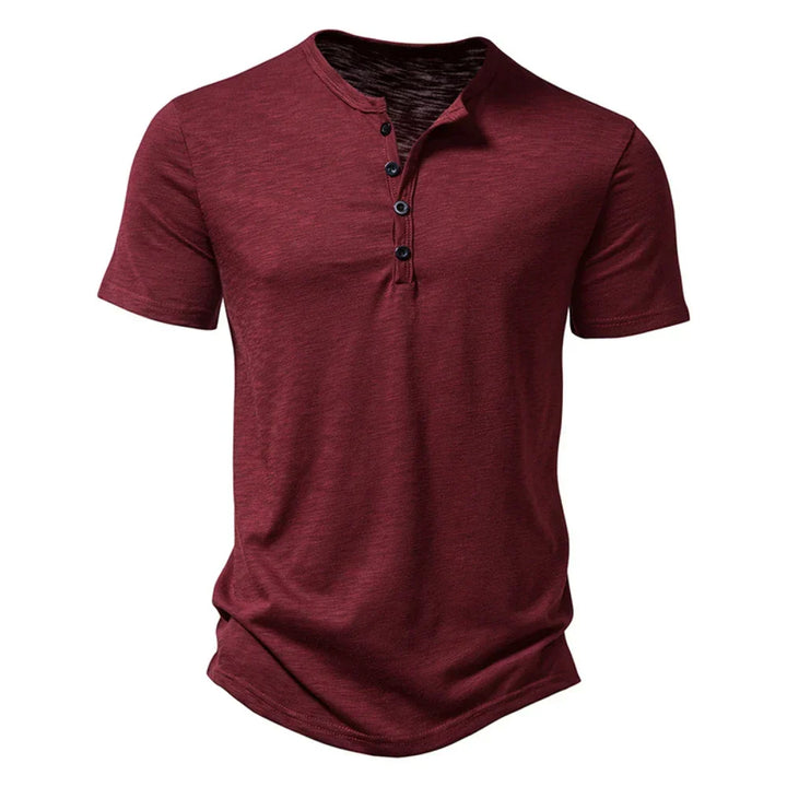 Męska koszulka T-shirt z dekoltem Henley, z guzikiem, casualowa, slim fit, wygodna, na co dzień, krótki rękaw