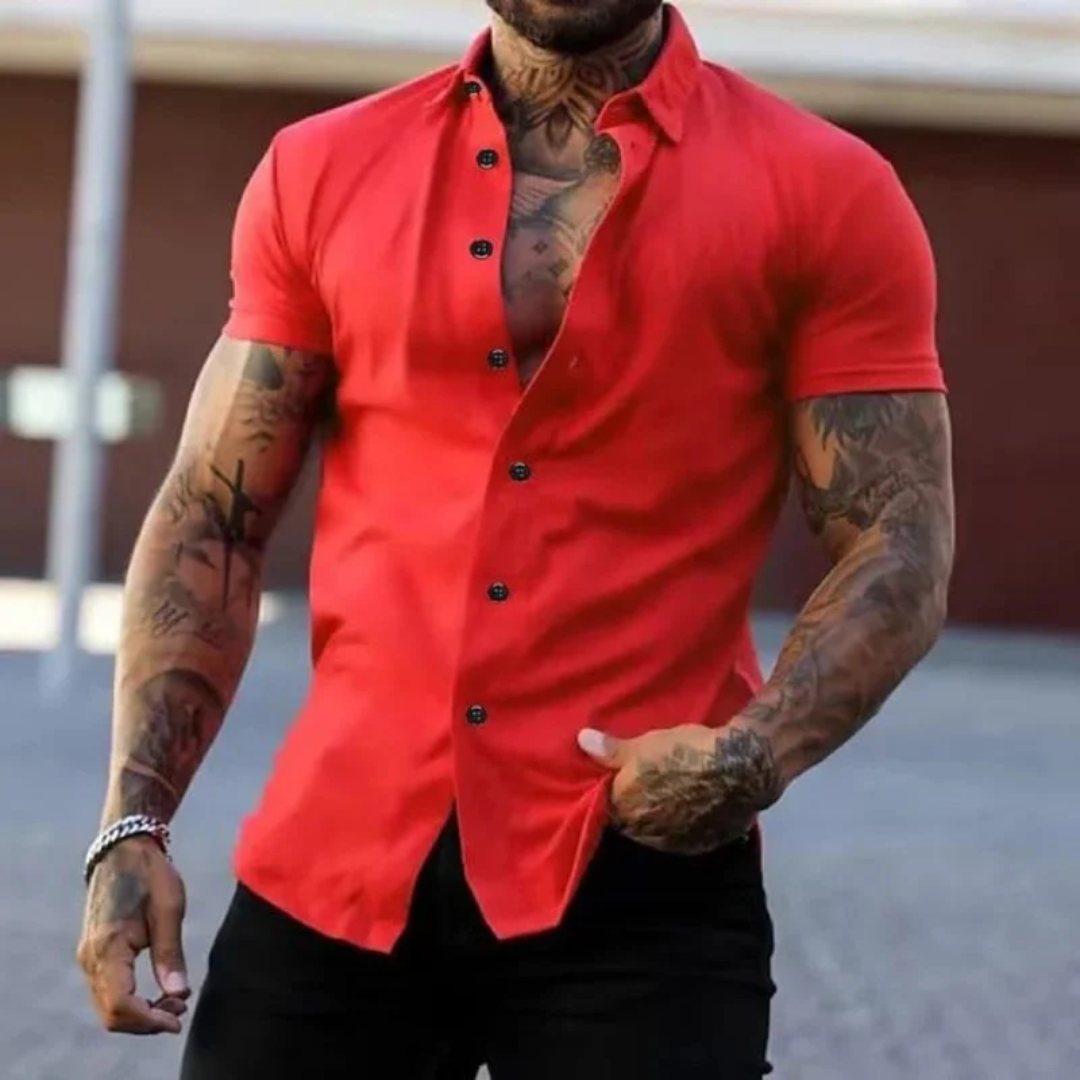 Męska koszula slim fit z krótkim rękawem – elegancka letnia koszula na co dzień