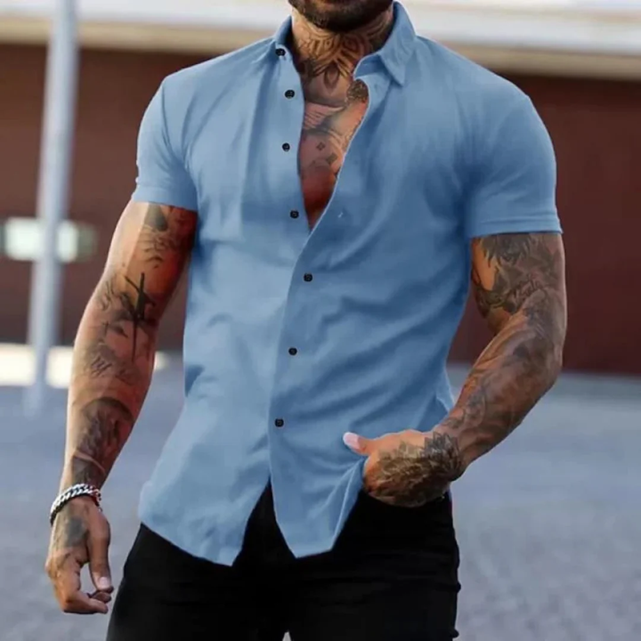 Męska koszula slim fit z krótkim rękawem – elegancka letnia koszula na co dzień