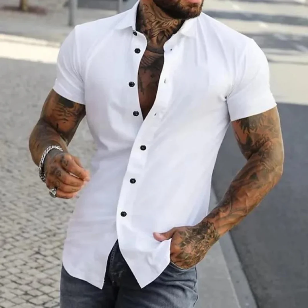 Męska koszula slim fit z krótkim rękawem – elegancka letnia koszula na co dzień