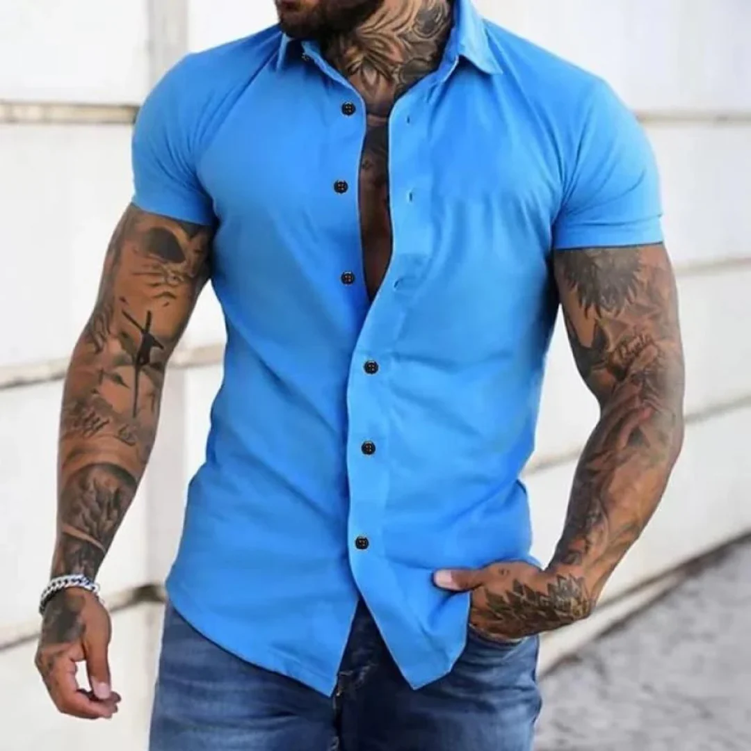 Męska koszula slim fit z krótkim rękawem – elegancka letnia koszula na co dzień