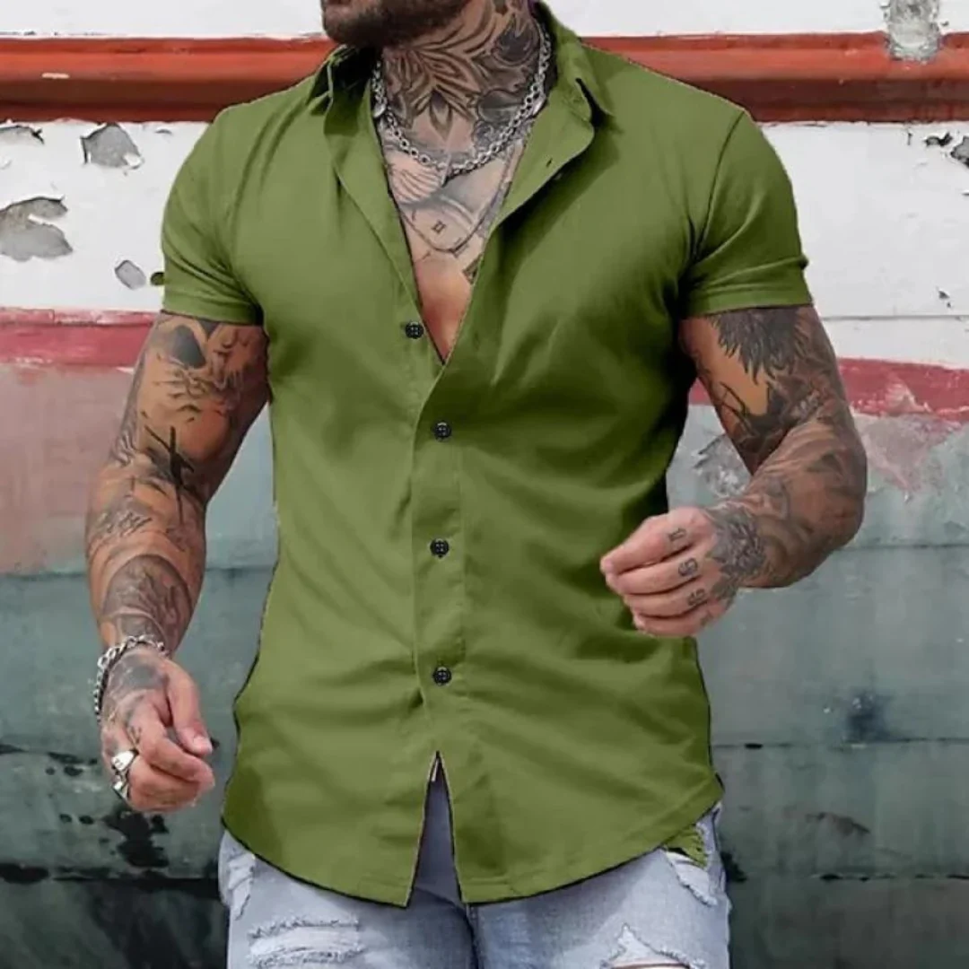 Męska koszula slim fit z krótkim rękawem – elegancka letnia koszula na co dzień
