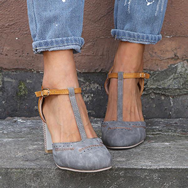 Damskie Vintage T-Strap Szpilki – Buty na Słupku do Biura i Wydarzeń