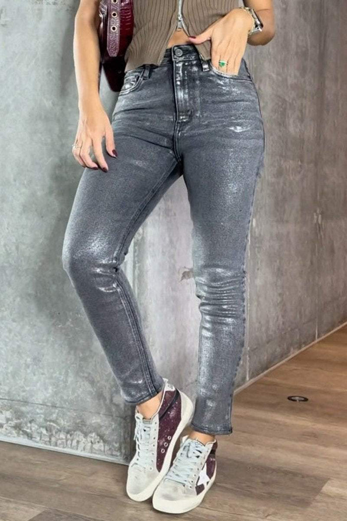 Damskie jeansy skinny z wysokim stanem i elastycznym dopasowaniem