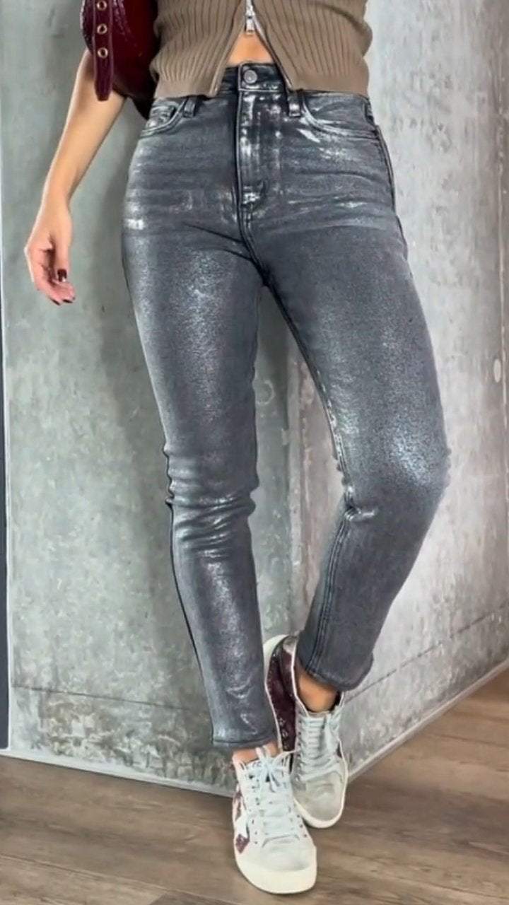 Damskie jeansy skinny z wysokim stanem i elastycznym dopasowaniem