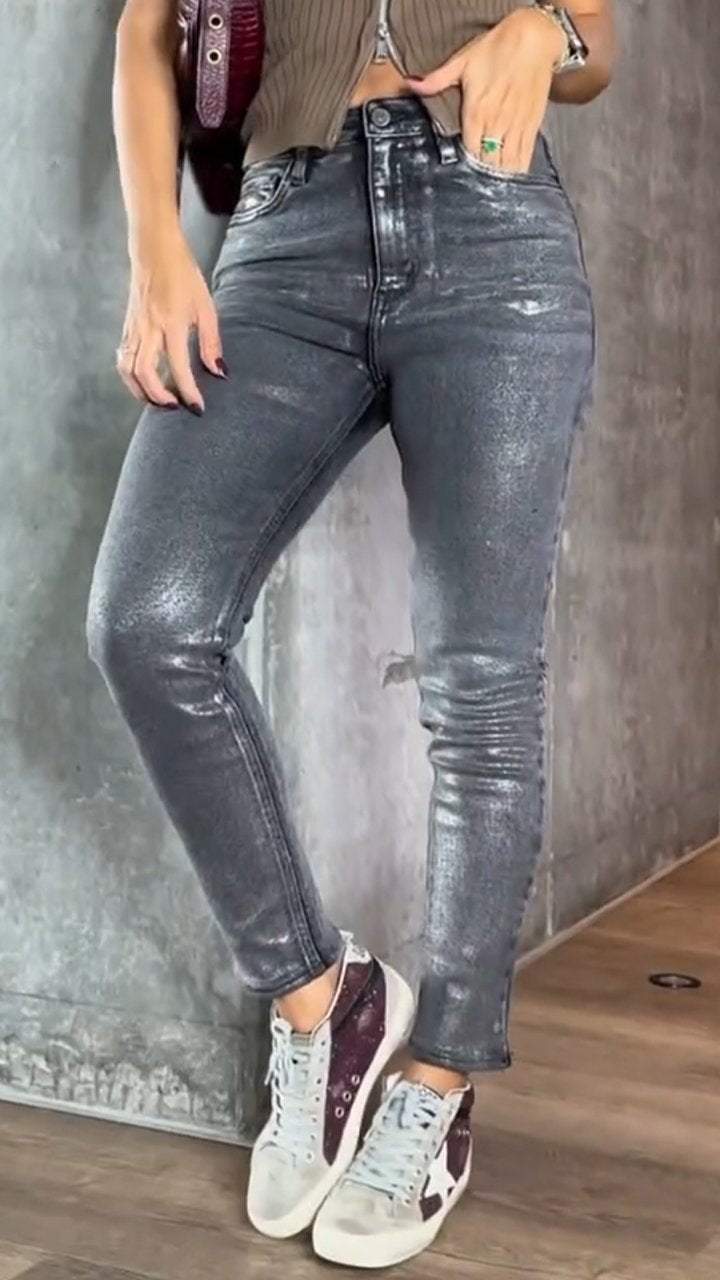 Damskie jeansy skinny z wysokim stanem i elastycznym dopasowaniem