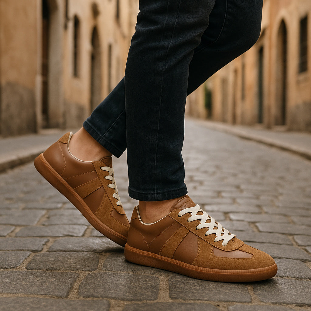 Męskie Retro Panelowe Sneakersy Niskie Z Sznurowadłami