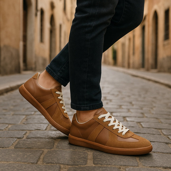 Męskie Retro Panelowe Sneakersy Niskie Z Sznurowadłami