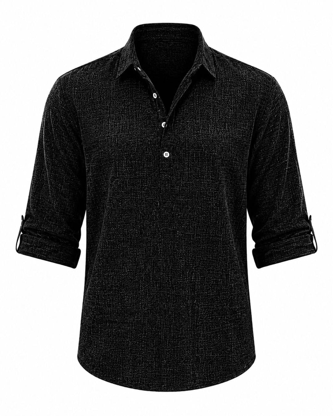 Męska bawełniana koszula popover – Oddychająca bluzka z podwiniętymi rękawami na smart casual