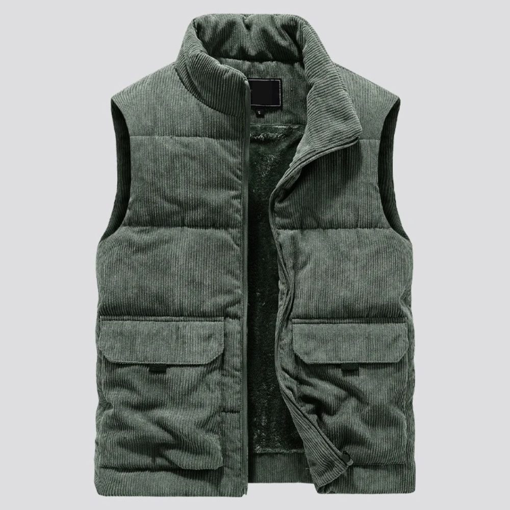 Męska Kamizelka z Sztruksu Bez Rękawów Slim Fit Casual Smart, Idealna do Codziennego Użytku z Kieszeniami