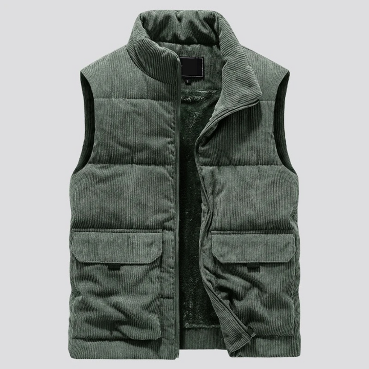Męska Kamizelka z Sztruksu Bez Rękawów Slim Fit Casual Smart, Idealna do Codziennego Użytku z Kieszeniami