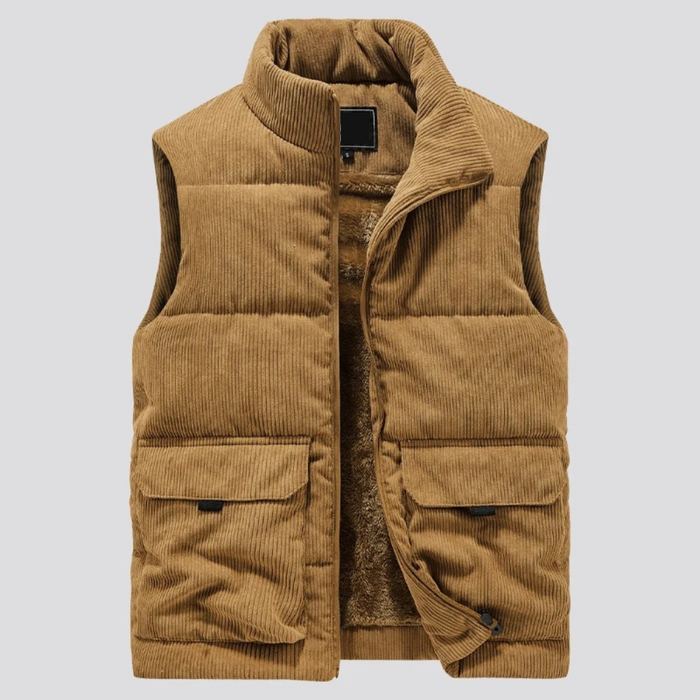 Męska Kamizelka z Sztruksu Bez Rękawów Slim Fit Casual Smart, Idealna do Codziennego Użytku z Kieszeniami