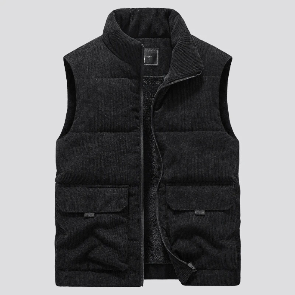 Męska Kamizelka z Sztruksu Bez Rękawów Slim Fit Casual Smart, Idealna do Codziennego Użytku z Kieszeniami