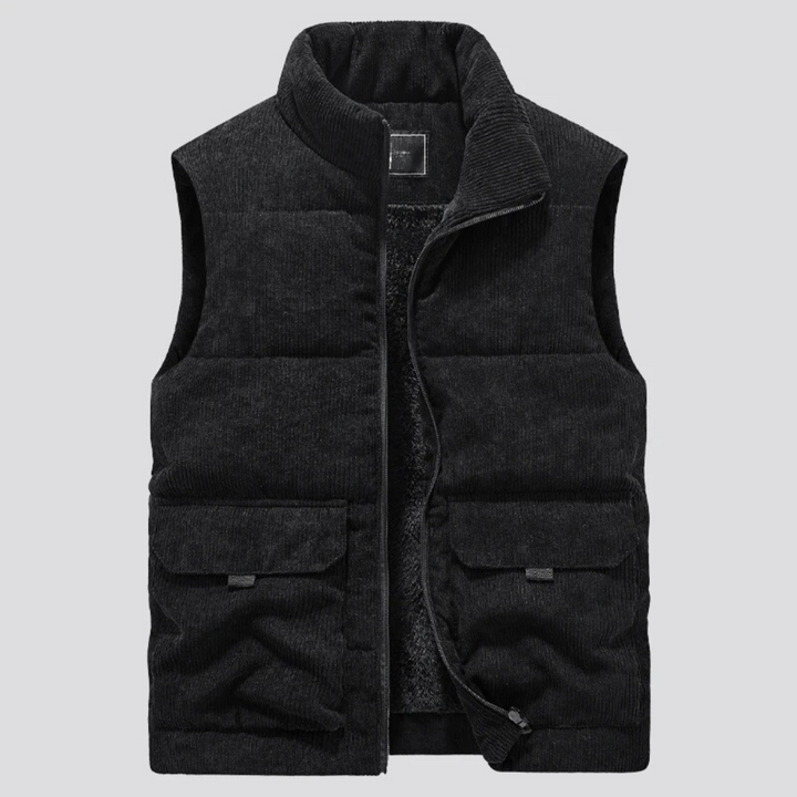 Męska Kamizelka z Sztruksu Bez Rękawów Slim Fit Casual Smart, Idealna do Codziennego Użytku z Kieszeniami