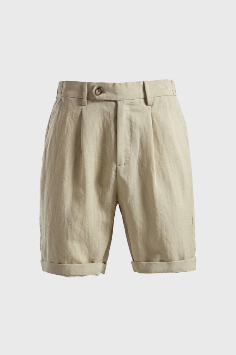 Męskie Spodenki Plisowane Dopasowane z Zawiniętymi Nogawkami w Stylu Smart Casual