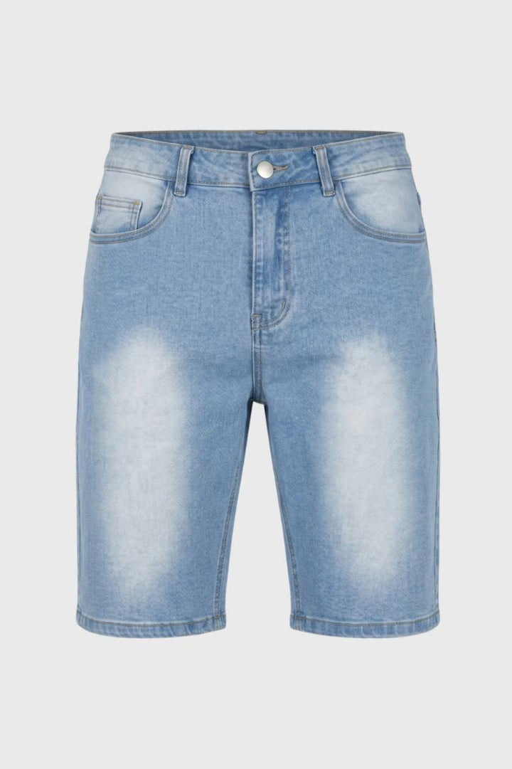 Męskie Szorty Dżinsowe Slim Fit Wycierane Casual