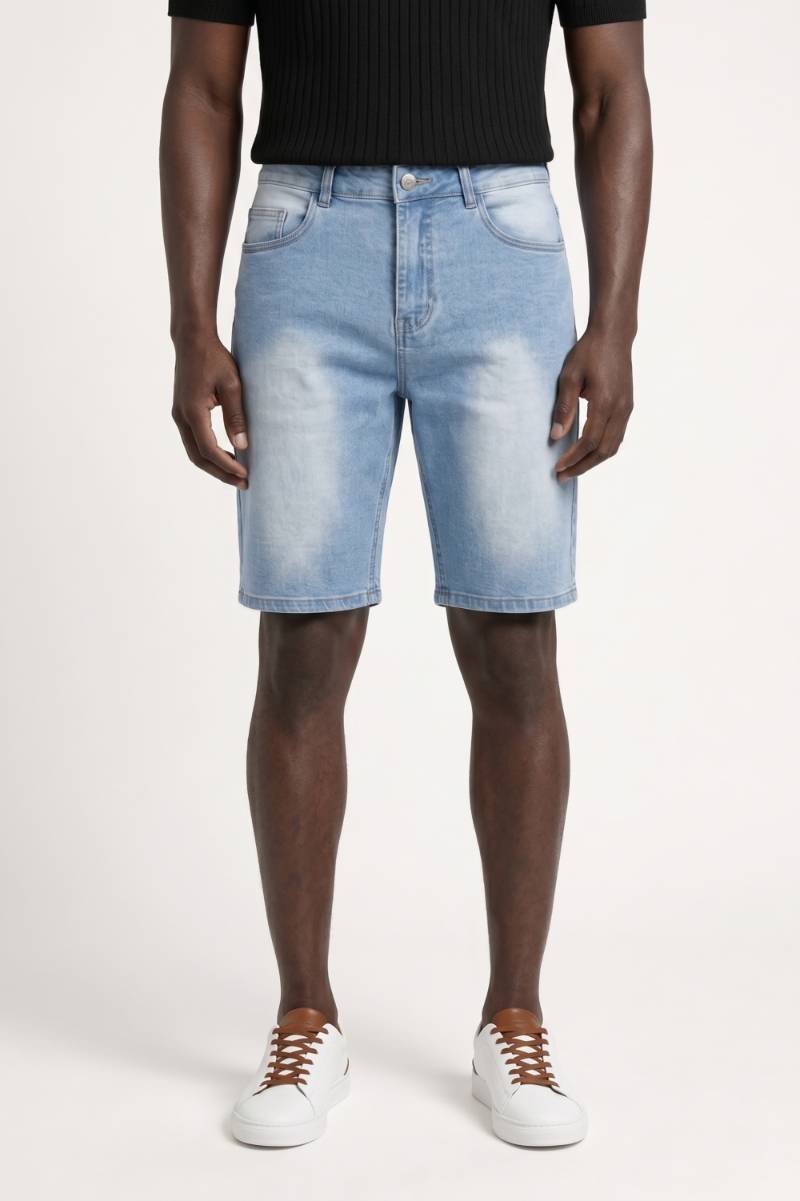 Męskie Szorty Dżinsowe Slim Fit Wycierane Casual