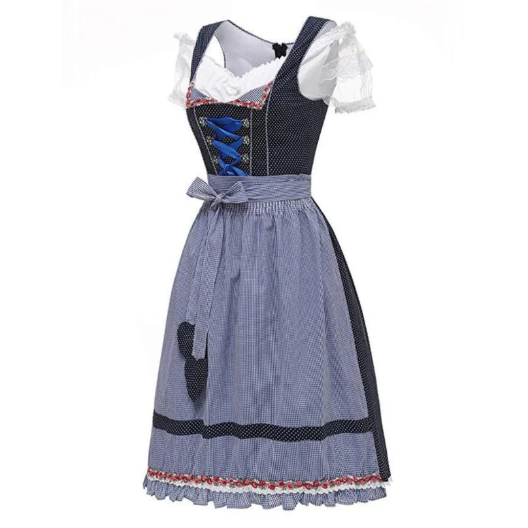Kobieca Suknia Dirndl z Fartuszkiem – Sukienka Folkowa na Oktoberfest z Ramiączkiem