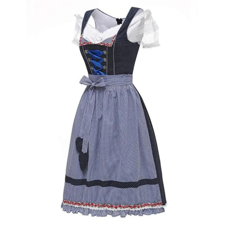 Kobieca Suknia Dirndl z Fartuszkiem – Sukienka Folkowa na Oktoberfest z Ramiączkiem