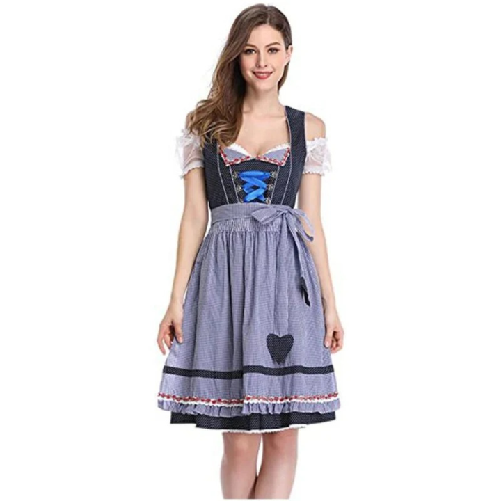 Kobieca Suknia Dirndl z Fartuszkiem – Sukienka Folkowa na Oktoberfest z Ramiączkiem