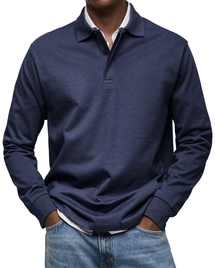 Męski Polo z Długim Rękawem – Miękki, Elegancki Sweter na Przejrzyste Pory Roku