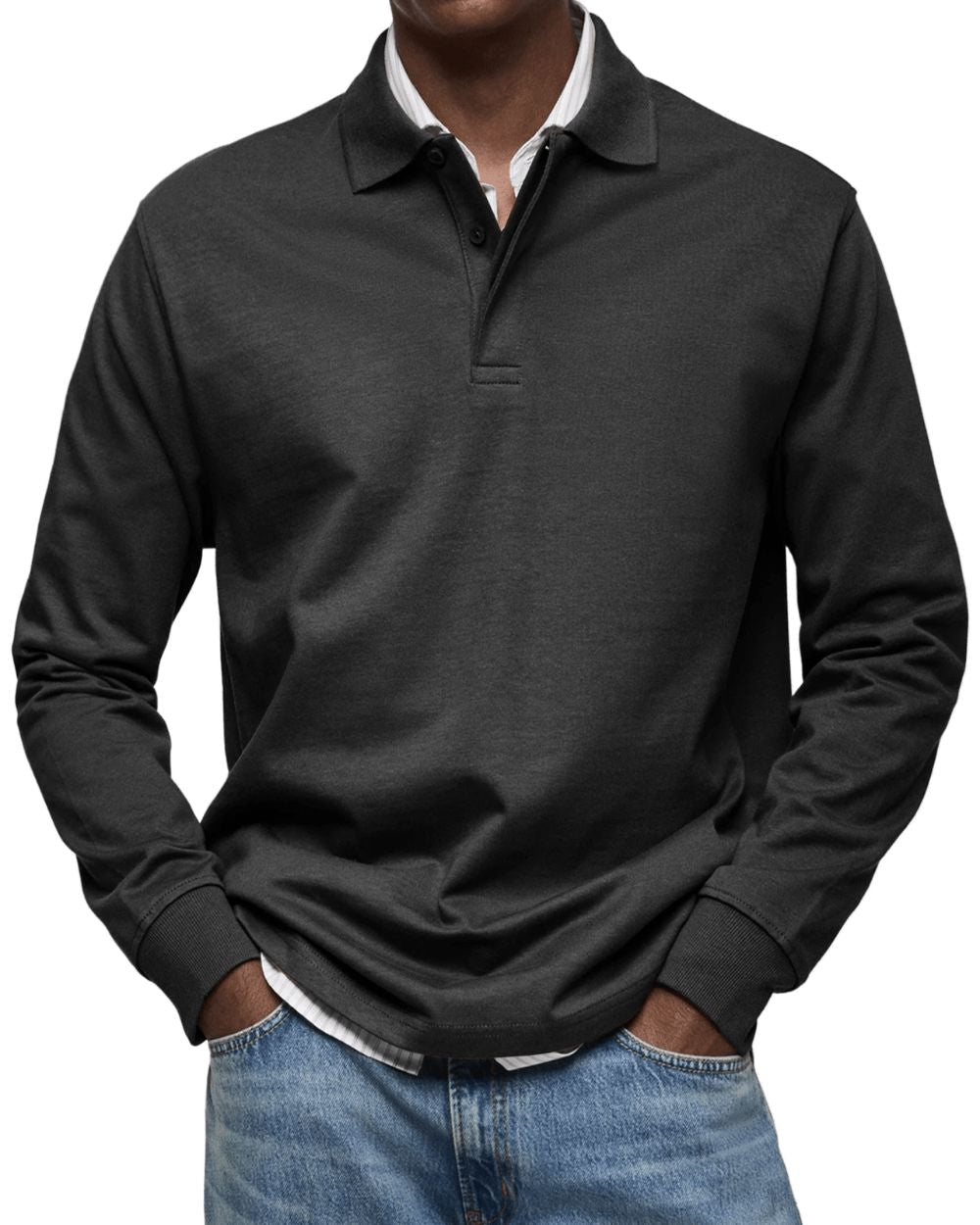 Męski Polo z Długim Rękawem – Miękki, Elegancki Sweter na Przejrzyste Pory Roku