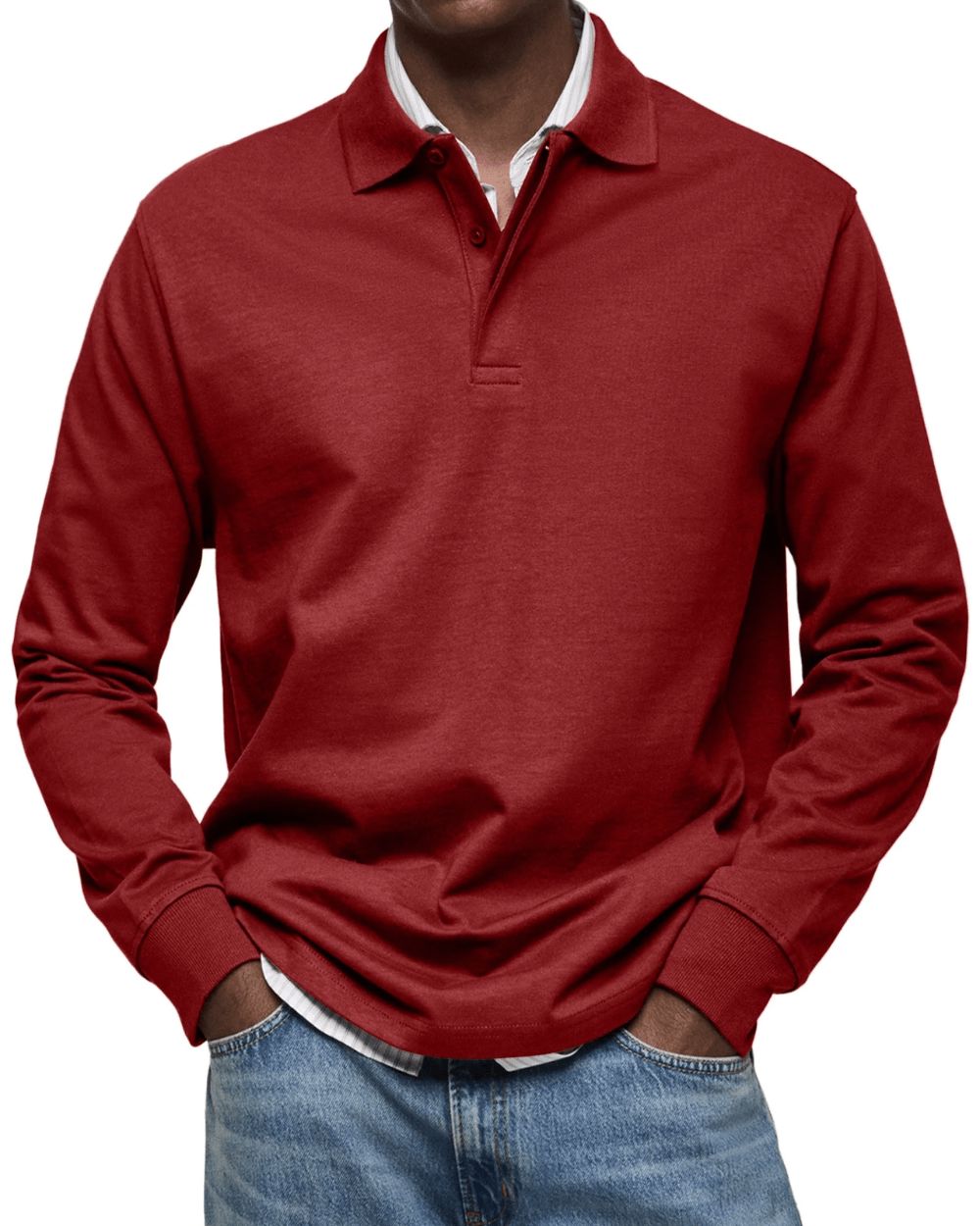 Męski Polo z Długim Rękawem – Miękki, Elegancki Sweter na Przejrzyste Pory Roku