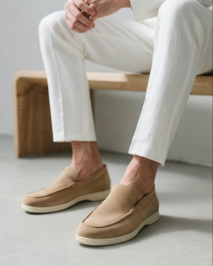 Męskie zamszowe mokasyny slip-on, codzienne buty komfortowe