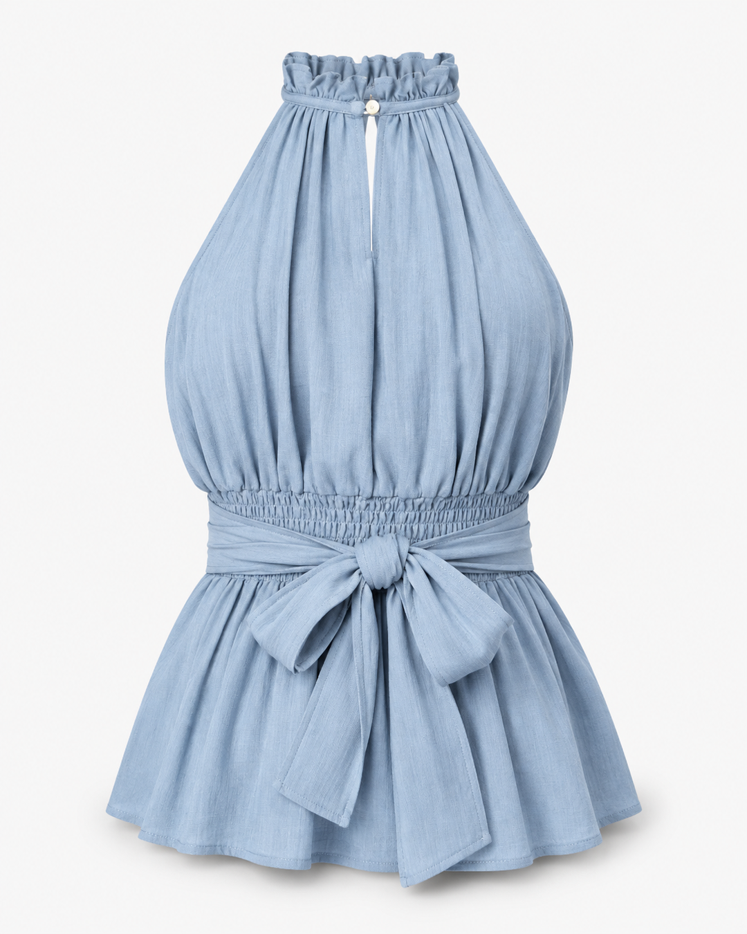 Damska bluzka peplum na halter – Styl z marszczonym pasem na lato i na specjalne okazje