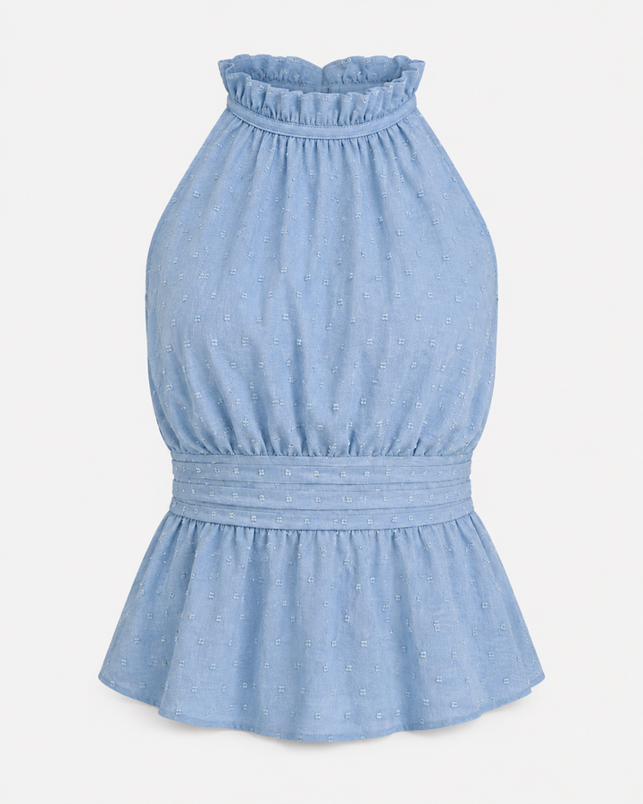 Damska bluzka peplum na halter – Styl z marszczonym pasem na lato i na specjalne okazje