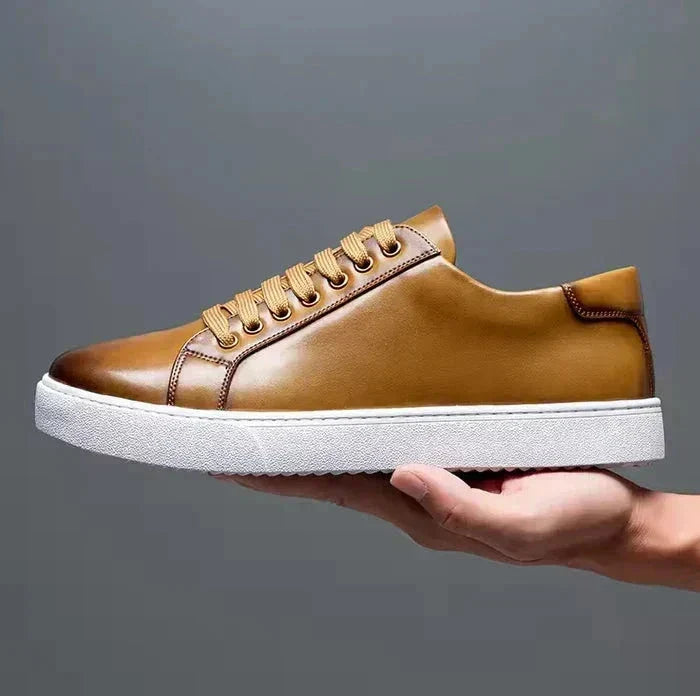Męskie Skórzane Trampki Niskie – Eleganckie Letnie Buty