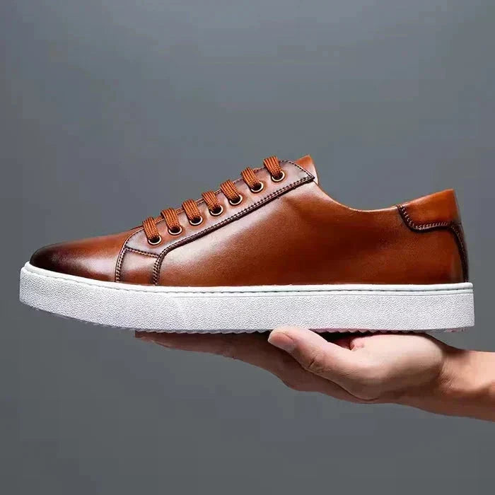 Męskie Skórzane Trampki Niskie – Eleganckie Letnie Buty
