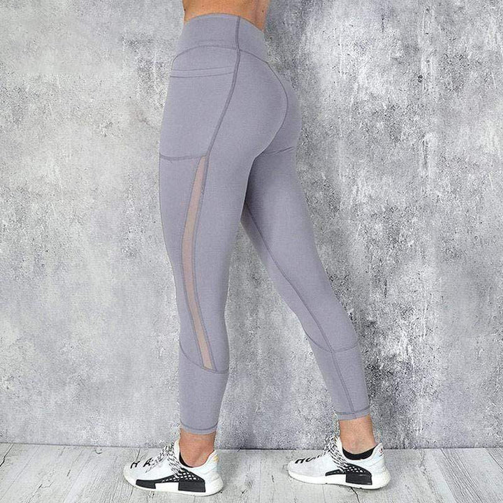 Damskie legginsy kompresyjne z wysokim stanem – Elastyczna odzież sportowa z boczną kieszenią