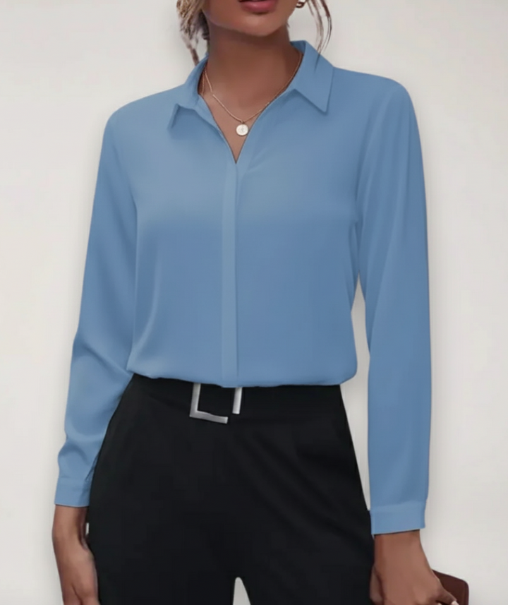 Dopasowana bluzka z guzikami dla kobiet – Lekka wiosenna koszula biurowa do smart casual