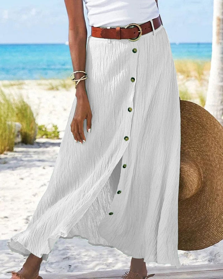 Damska Elegancka Długa Spódnica A-Linia Maxi Jednolity Kolor Wygodne Codzienne Noszenie Wszechstronny Styl