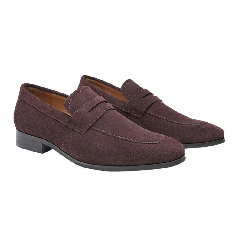 Męskie zamszowe loafersy typu penny - eleganckie buty na slip-on